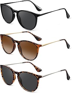 Polarized Sunglasses for Women - Vintage Round Sun Glasses Classic Retro Trendy Style with UV Protection