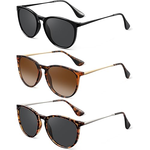Polarized Sunglasses for Women - Vintage Round Sun Glasses Classic Retro Trendy Style with UV Protection