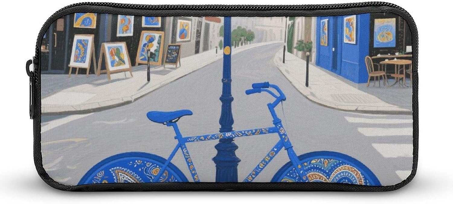 Blue Paisley Pencil Case Large Pencil Bag with Zipper