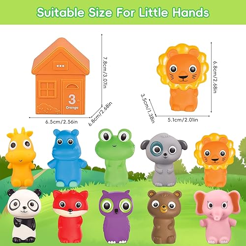 Miniatura 2 de BOZILY Juguete de aprendizaje para niños pequeños de 1, 2, 3 años, 20 juguetes de animales de bosque, contando con bolsa organizadora, regalo de