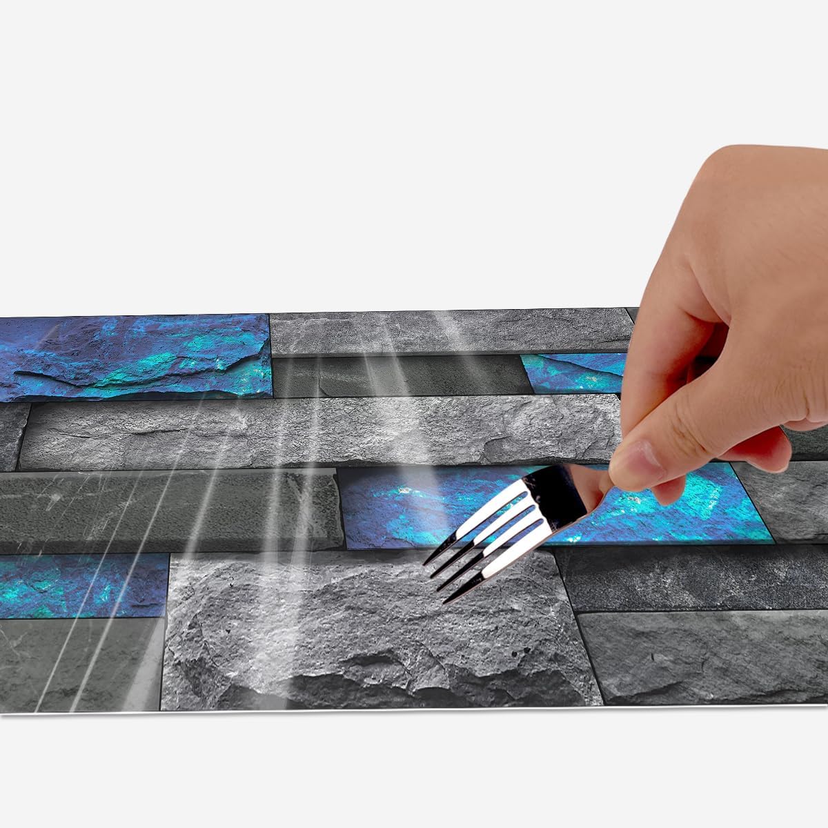 artfanke 30 Sheets Peel and Stick Kitchen Backsplash Tile Stickers, 6"x 12" Slab Marble Self Adhesive Retro Subway Wall Tiles Panel Decal for Kitchen Bathroom (White Gray Rock)