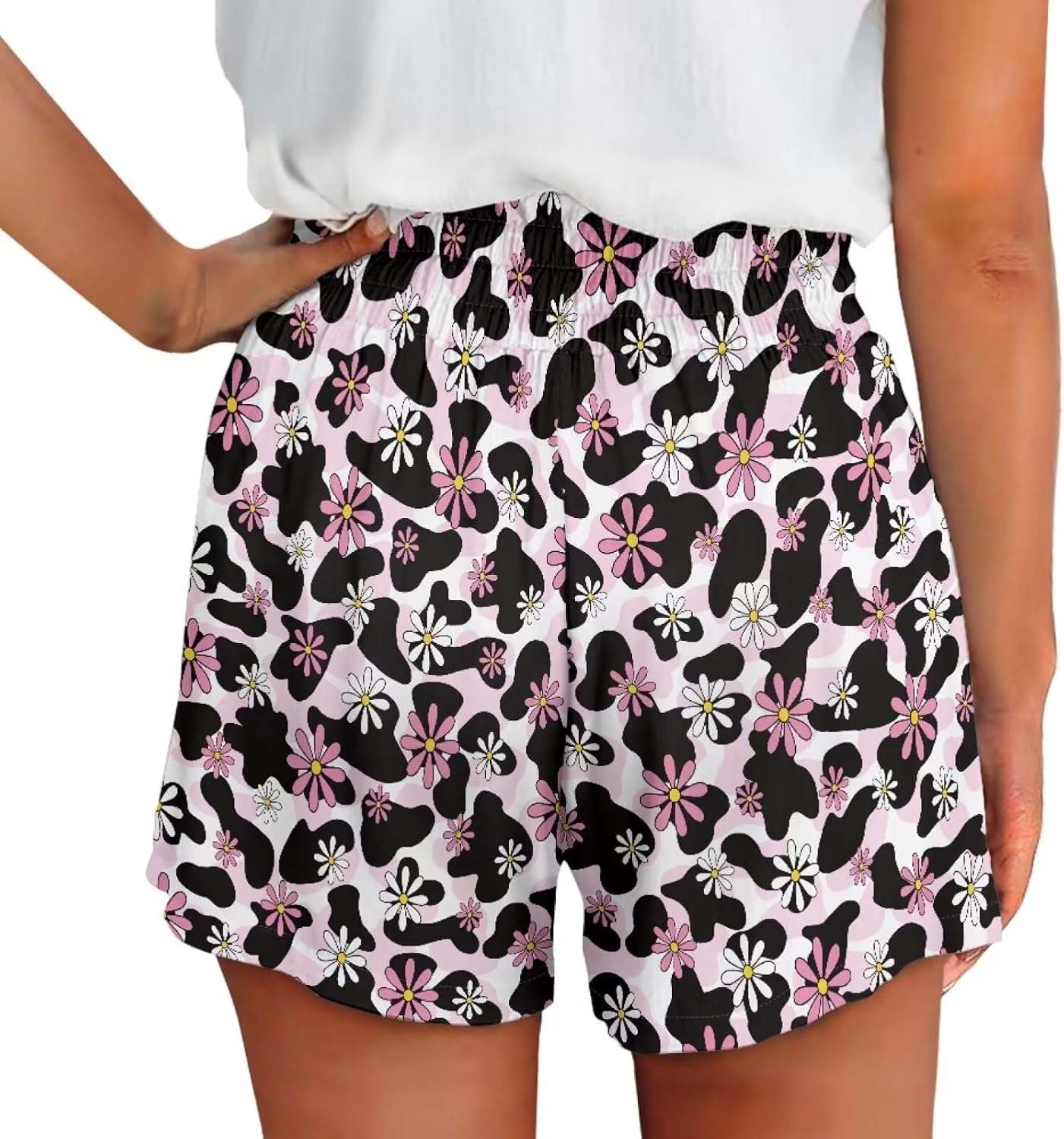 Modysero Shorts for Women Elastic Waisted Loose Sweat Short with Pockets Fashion High Waisted Running Short Summer