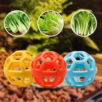 3 Pack Feeding Ball Toys for Tortoise, Tortoise Plastic Foraging Toy, Turtle Habitat Tank Accessories, Vegetable Supplier for Turtle