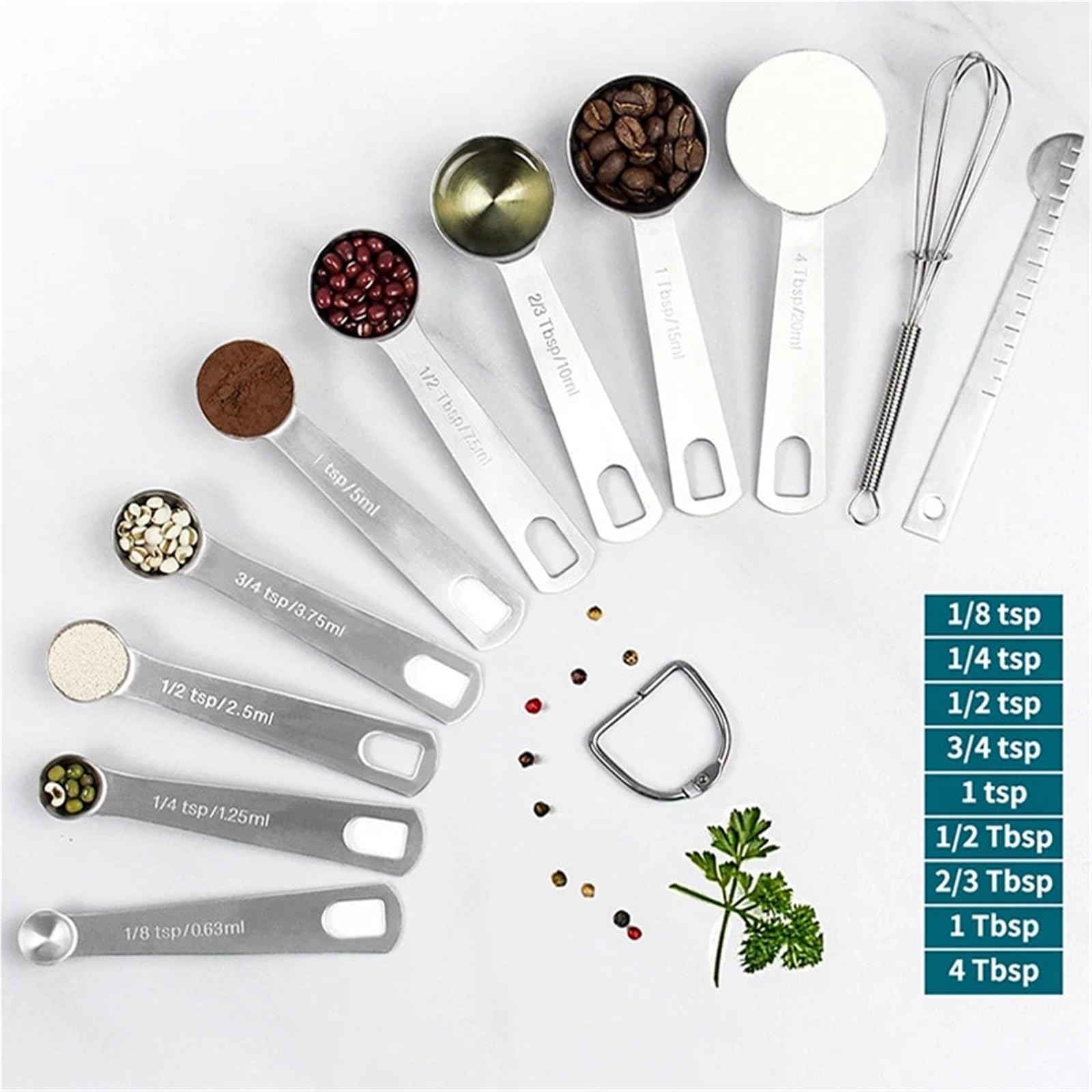 Juego de cucharas medidoras, herramientas acero inoxidable