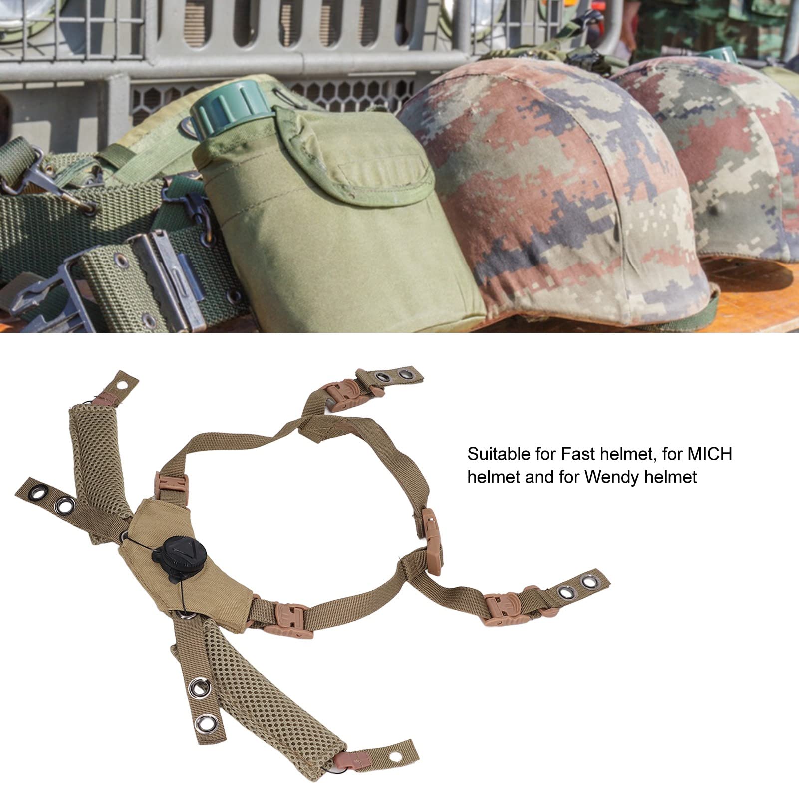 QANYEGN Helmet Chin Strap, Dial Suspension System, Chin Strap Helmet Aries for Fast, MICH, and Wendy Helmets (mud)