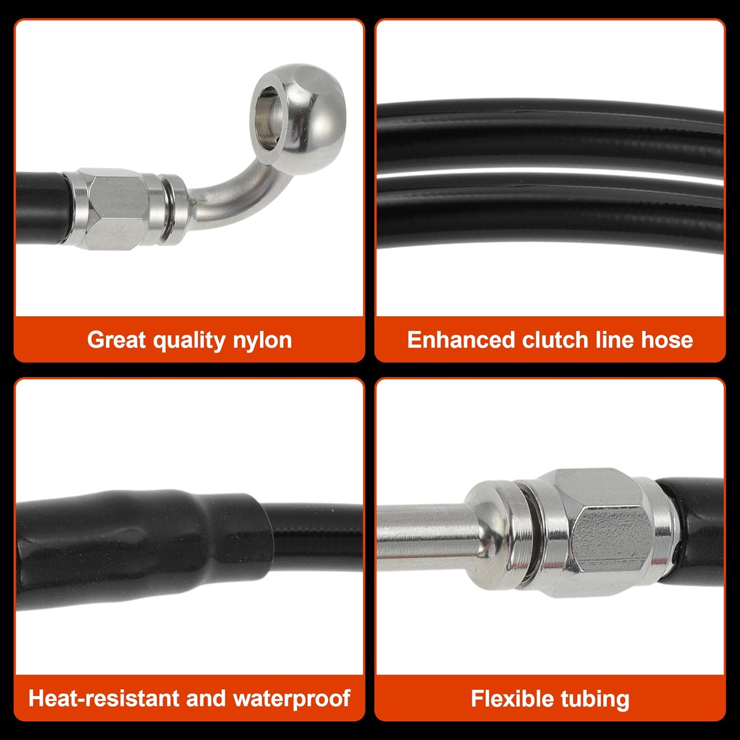 50" Motorcycle Brake Clutch Oil Hose Line Kit for 16"-18" Handlebar Hydraulic Front Brake Line for Harley Sportster XL 883 1200 1988-2003 No.4898010/4525098B