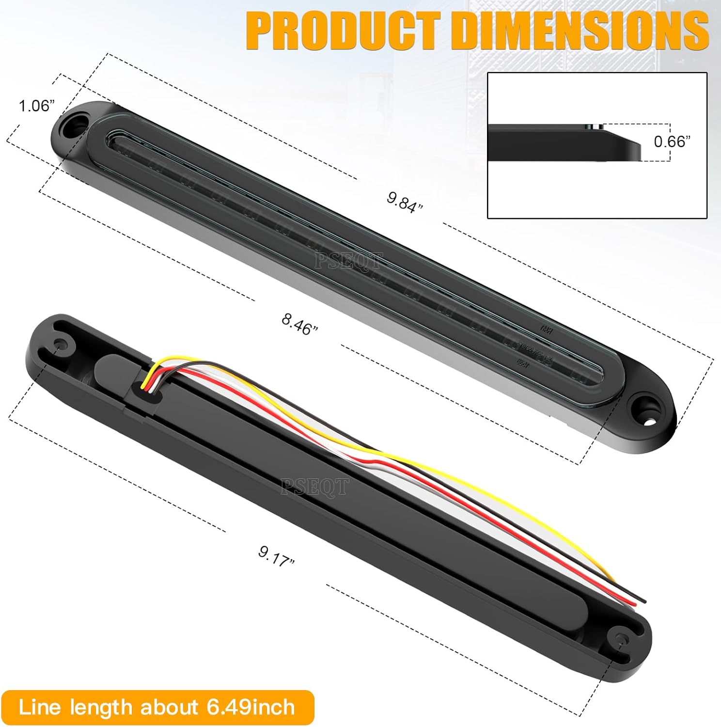 PSEQT 3 Color Trailer Tail Brake Stop Turn Signla Running LED Lights Bar Amber Red Purple Rear Identification Marker Waterproof Light Strip for Trailer Truck Pickup Offroad RV ATV UTV Bus Van, 2Pcs