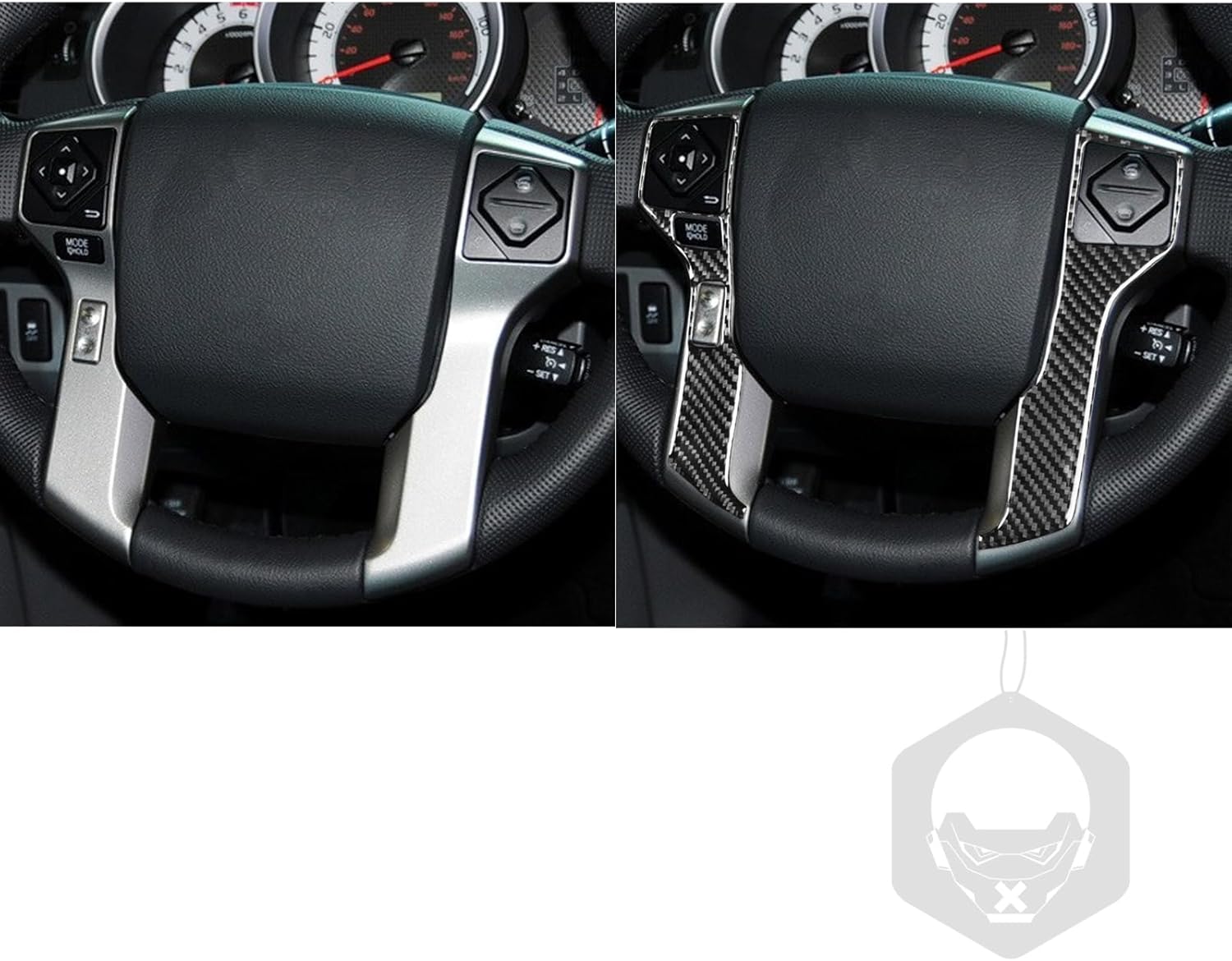 Car Steering Button Frame Cover Trim Sticker Decor Interior Real Carbon Fiber Compatible with Tacoma 2012 2013 2014 2015 Style C Black