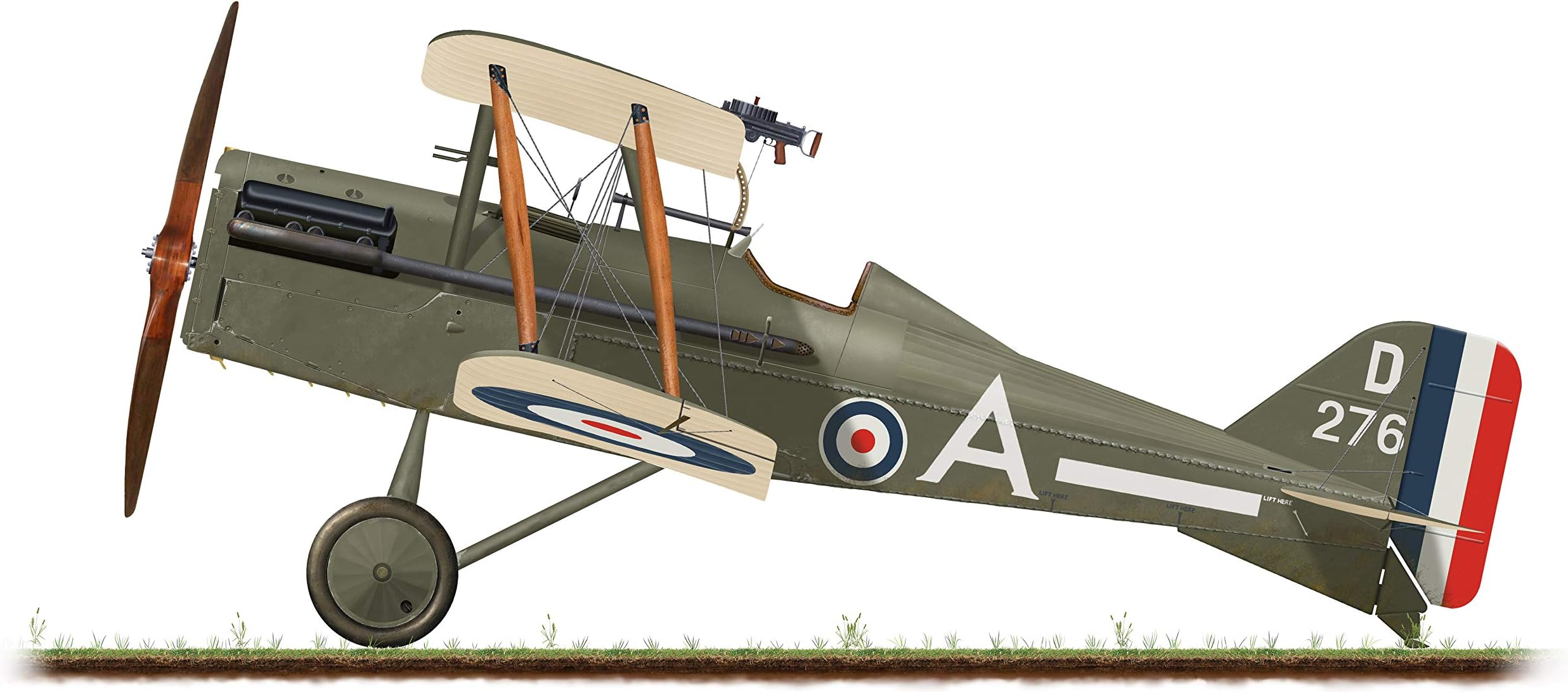 Profile Artwork, SE5A Vintage British Aircraft 1918 Mick Mannock A3 Glossy Photo Print First World War WW1 Signed