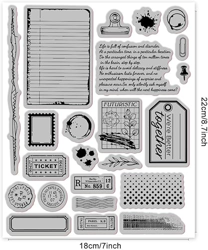 Miniatura 45 de GLOBLELAND Diario de arte con fondo de goma, sello de soporte de arte, sellos de guión para hacer tarjetas y álbumes de fotos, decoración y álbum