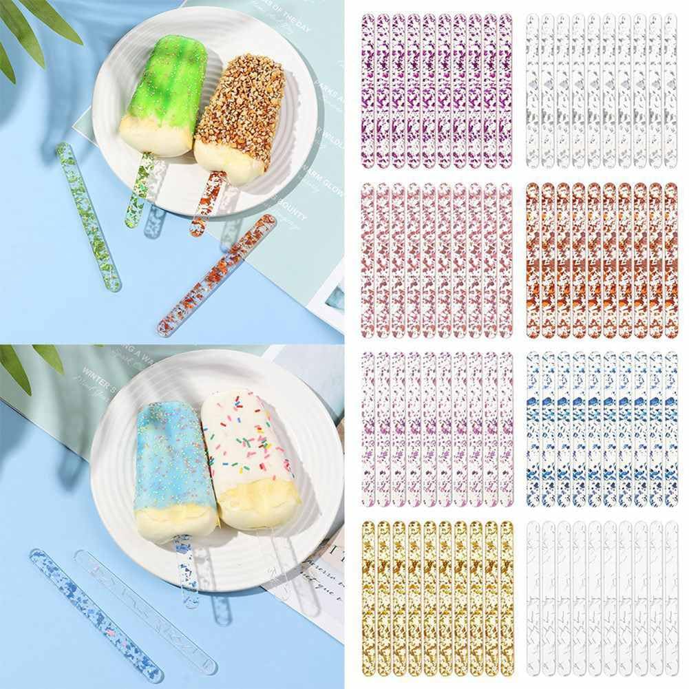 10 Palitos De Acrílico Reutilizables Para Helado, Brillantes Y Coloridos, 11.3 X 1 Cm, Con Película Protectora
