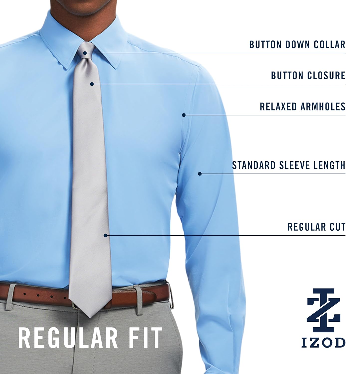 Izod Mens Dress Shirt Slim Fit Traveler Long Sleeve All Over Stretch Classic Collar - Image 4