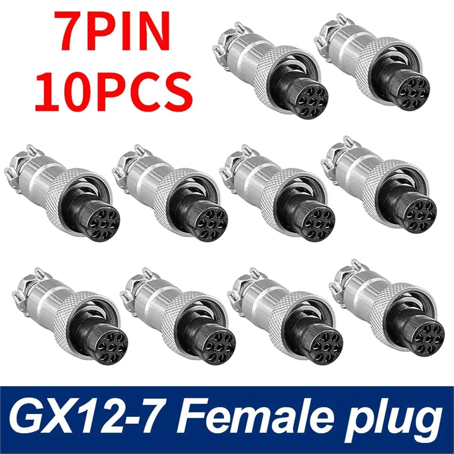 GX12 Butt-Joint Connector Female 2pin3pin4pin Male Push-Pull 5/6/7pin Cable(7 pin female10pcs)