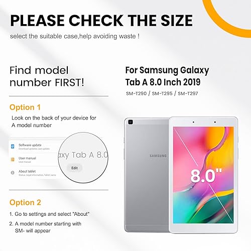 Miniatura 2 de Timecity Funda compatible con Galaxy Tab A 8.0" 2019 SM-T290T295T297, con protector de pantalla integrado y soporte giratorio de 360 grados, correa