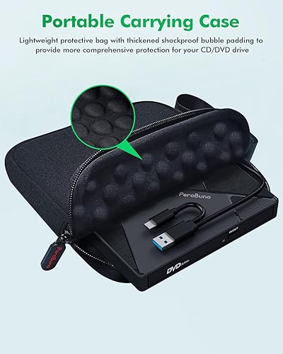 Miniatura 8 de PeroBuno Unidad externa de CD y DVD, unidad de disco óptico USB 3.0, 4 puertos USB y 2 ranuras para tarjetas TFSD, grabadora de CD y DVD,
