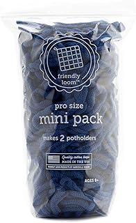 Harrisville Designs Friendly Loom Potholder Cotton Loops 10 Inch Pro Size Loops Make 2 Potholders, Weaving Crafts for Kids and Adults-Blue