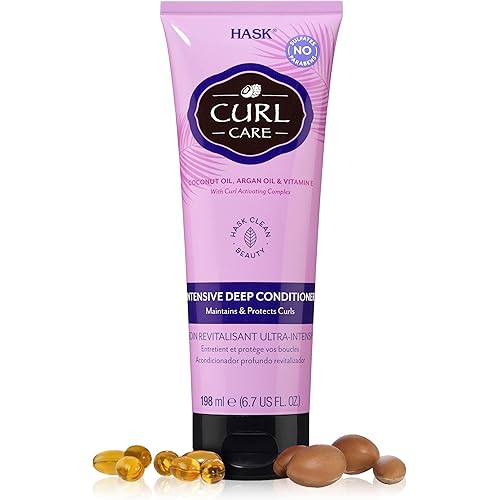 HASK CURL CARE Intensive Deep Conditioner Treatments for curly hair- vegan formula, cruelty free, color safe, gluten-free, sulfate-free, paraben-free