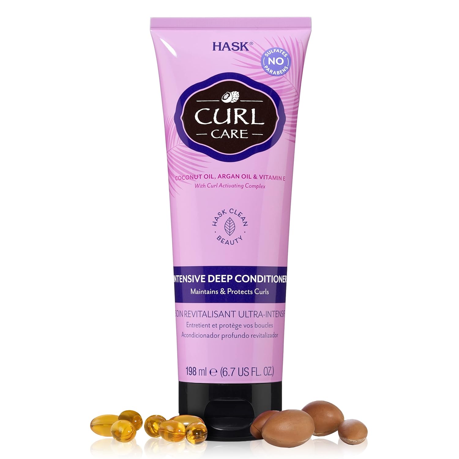 HASK CURL CARE Intensive Deep Conditioner Treatments for curly hair- vegan formula, cruelty free, color safe, gluten-free, sulfate-free, paraben-free