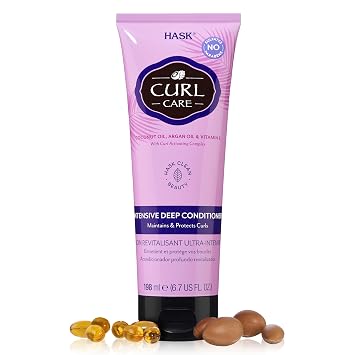 HASK CURL CARE Intensive Deep Conditioner Treatments for curly hair- vegan formula, cruelty free, color safe, gluten-free, sulfate-free, paraben-free