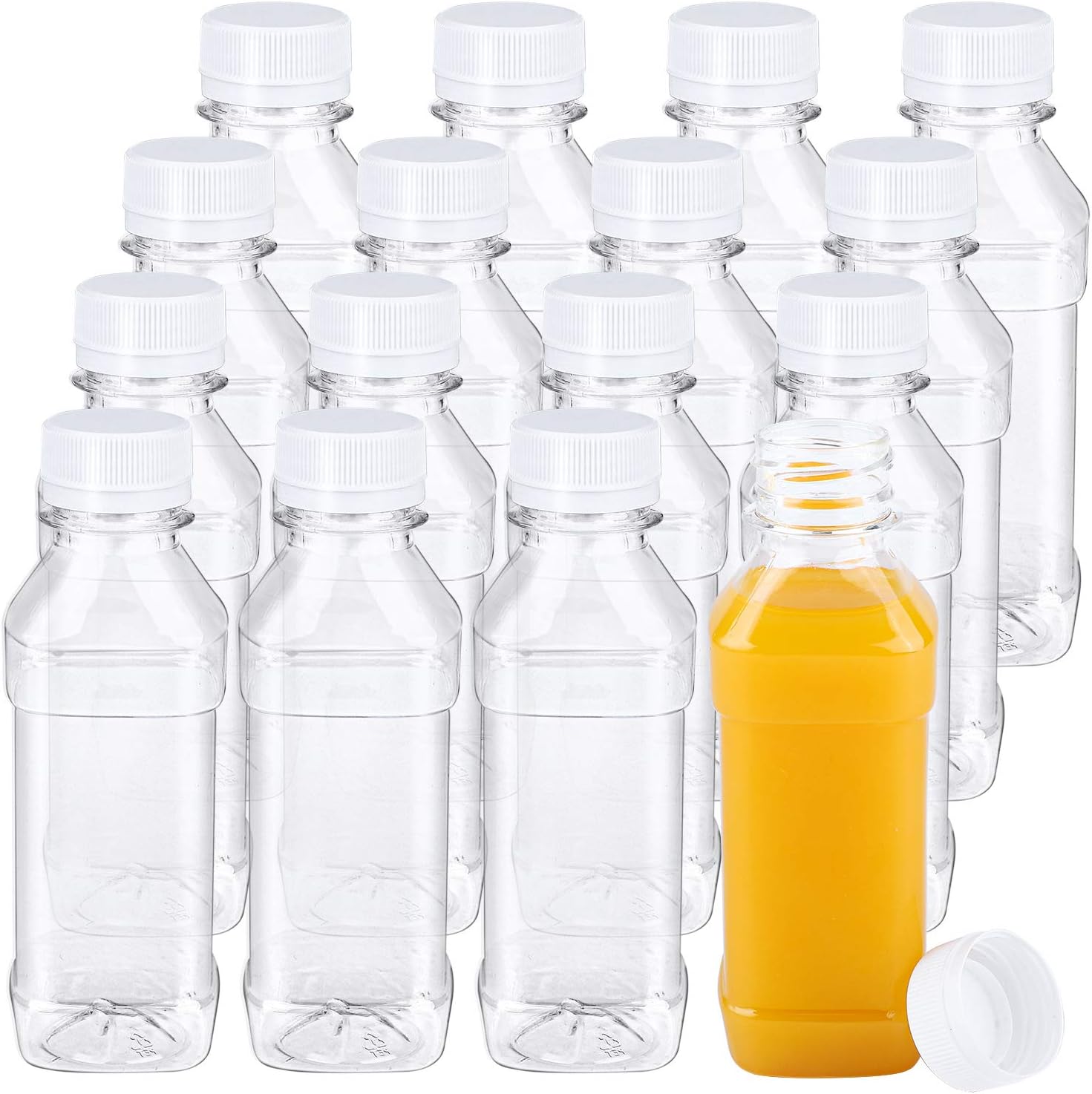 Aneco 16 Pack 4 Ounce Empty Plastic Juice Bottles with Lids