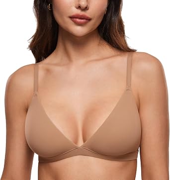 INLYRIC Womens Unlined Triangle Bralette | Ultra-soft, No Padding, Wirefree, Dual-layer, Plunge, Seamless, Pull-on, Adjustable Straps, Sexy, Comfortable