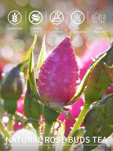 Miniatura 4 de TeeLux Rose Buds - Té de hojas sueltas, té de hierbas de brotes de rosas secas naturales, flores de rosas de grado alimenticio culinarias para