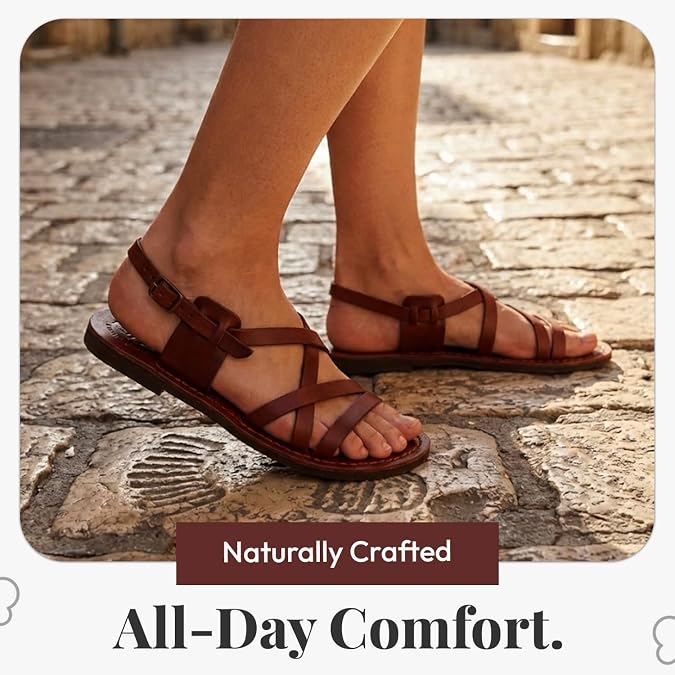 Holy Land Market Men/Women Biblical Jesus Leather Sandals/Slides From Jerusalem (Yashua-Style II)