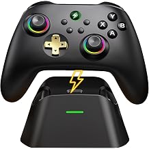 HASACOOL PC Controller mit Hall-Effect Joysticks & Ladestation Wireless Gamepad 1000Hz f r PC/Switch/Android/iOS kein Stick-Drift ergonomisch mit programmierbaren Tasten