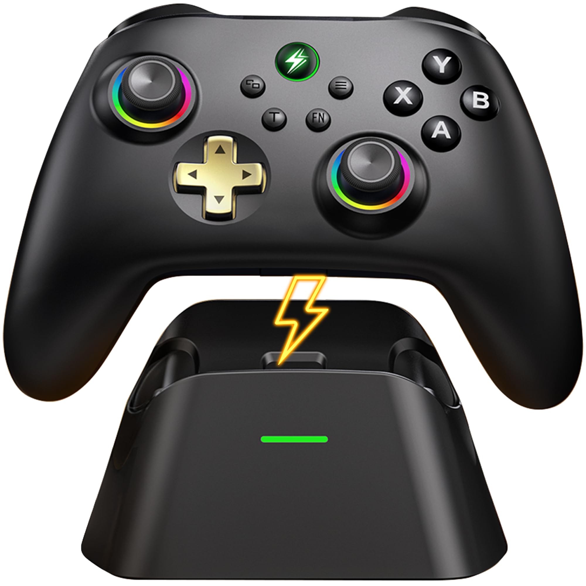 Controller PC, 1000 Hz Polling Gaming Controller PC con stazione di ricarica con stazione di ricarica/RGB Hall Effect Joysticks, 1000 mAh batteria PC Controller Wireless compatibile con Windows PC