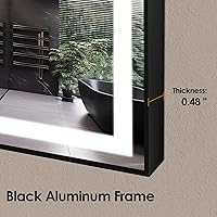 Vista 5 de Espejo de baño LED enmarcado de 24 x 36 pulgadas, espejo de tocador grande regulable con luces retroiluminadas y espejos delanteros iluminados