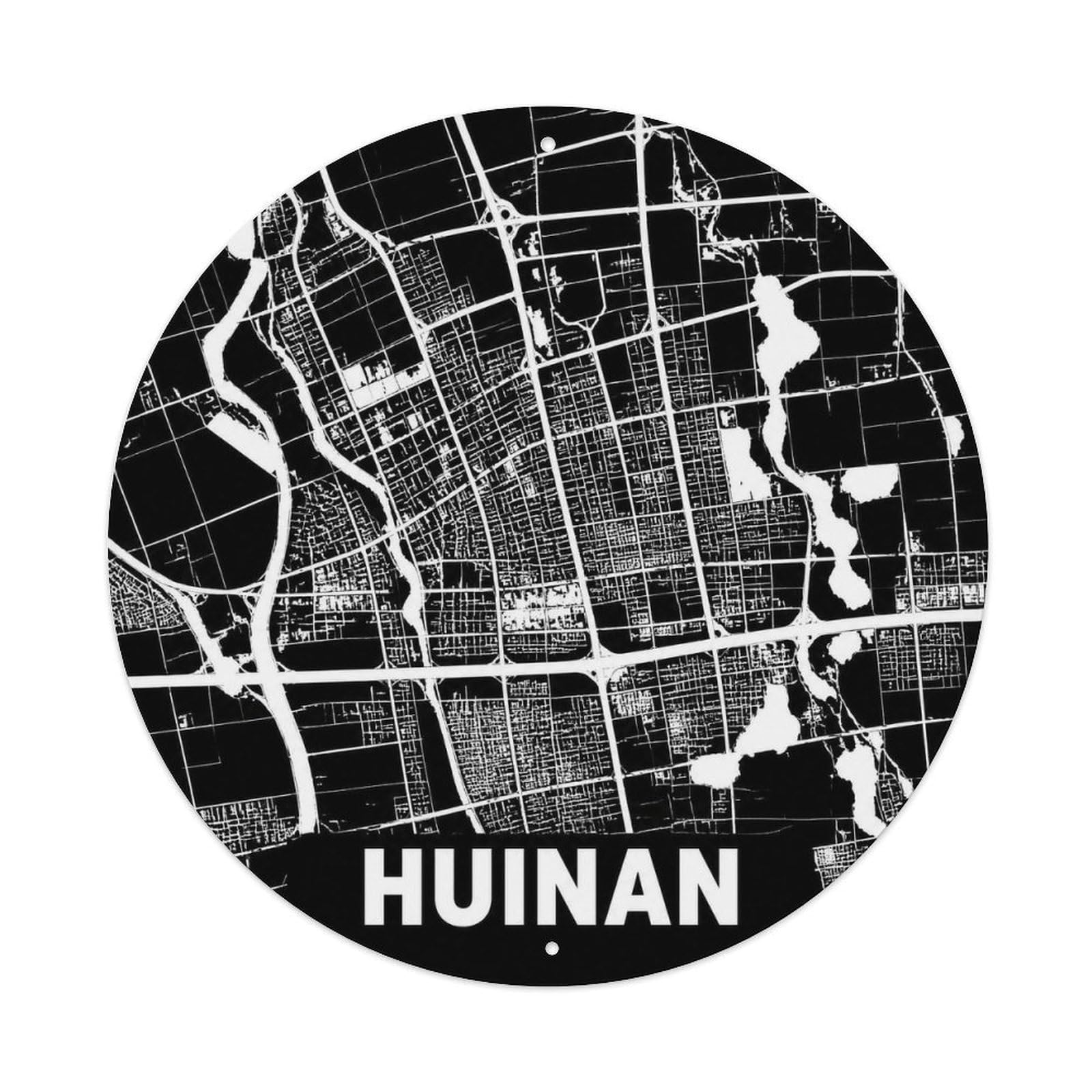 Okngb Style Huinan District Shanghai Tourist Route Old Map Metal Tin Sign Plaque Wall Decor For Cafe, Man Cave, Club Bar, Office, Home Garden Round Metal Poster 8X8inch