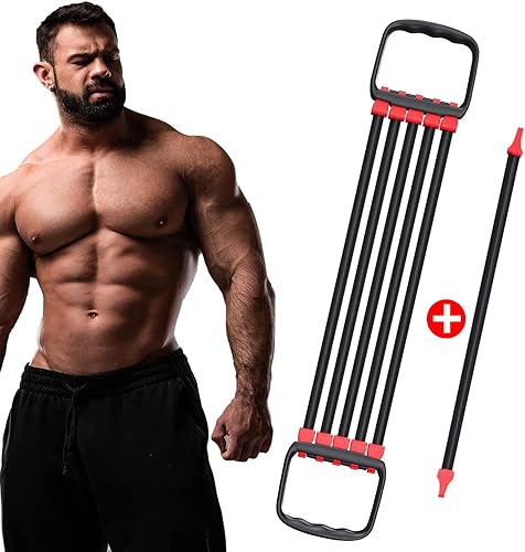 Expansor de pecho para pecho, brazo, piernas, hombro y espalda, entrenamiento muscular, ejercitador de pecho para hombres con 5 cuerdas extraíbles,