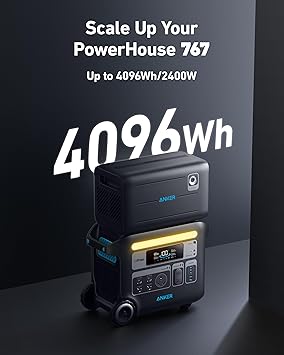 Anker SOLIX F2000 Portable Power Station, PowerHouse 767 and 760 Expansion Battery, 4096Wh LiFePO4 Battery with 4 AC Outlets Up to 2400W, GaNPrime Solar Generator for Home, Outdoor Camping, RV