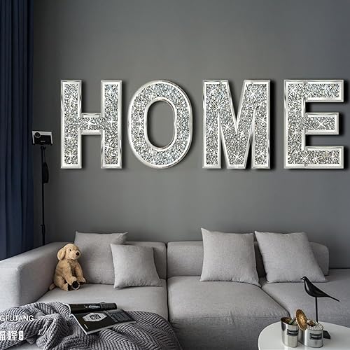 Miniatura 2 de 4 letras independientes para el hogar. Letras de diamantes de cristal. Espejo plateado para decoración del hogar para pared, chimenea, estantería y
