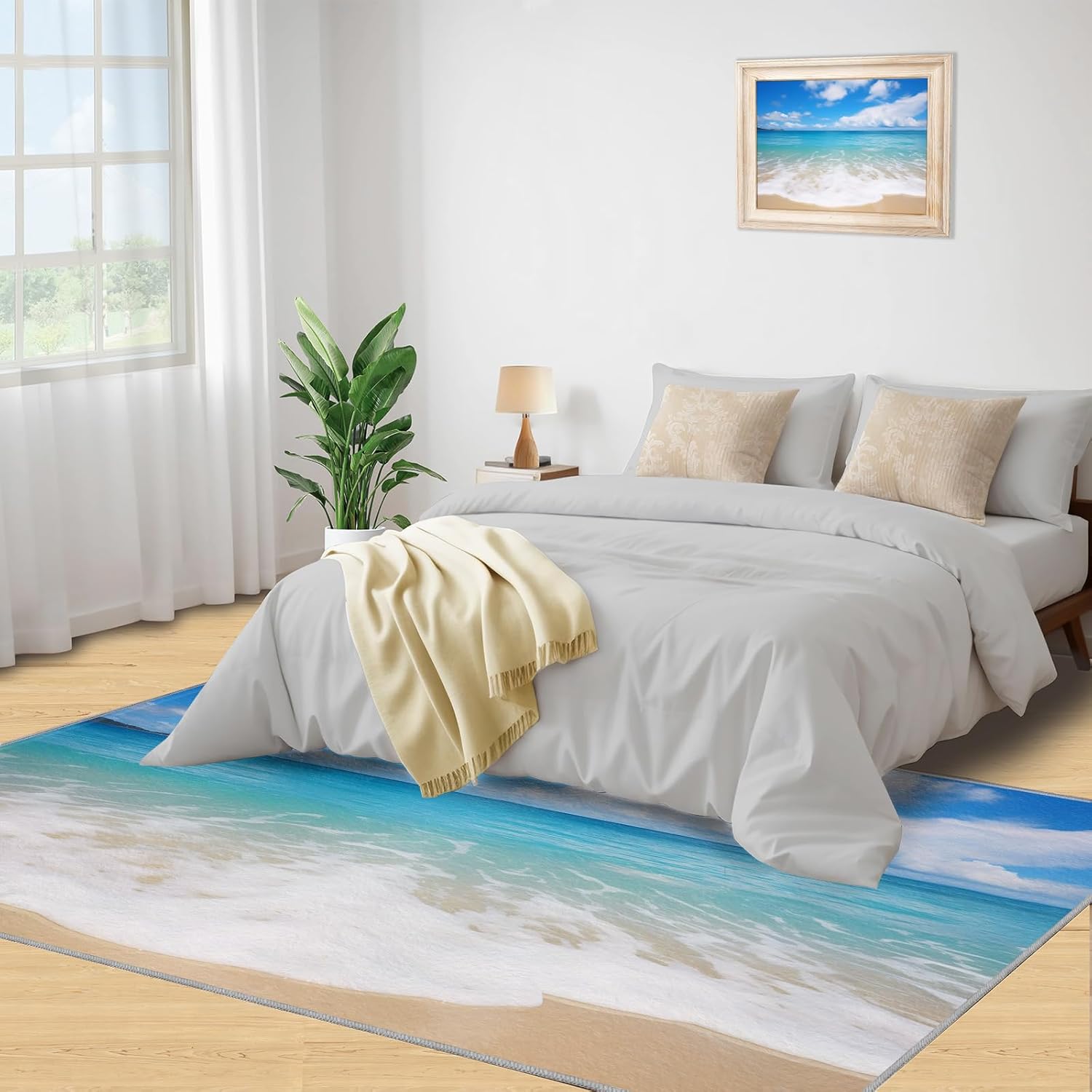 2x3 Romantic Shoreline Rug - Sunrise Beach Doormat Outdoor Entrance, Sunset Coastal Laundry Room Carpet Non Slip Accent Throw Rugs for Bathroom Kitchen Sink Front Door