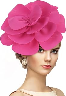 Rose red large flower fascinator hat