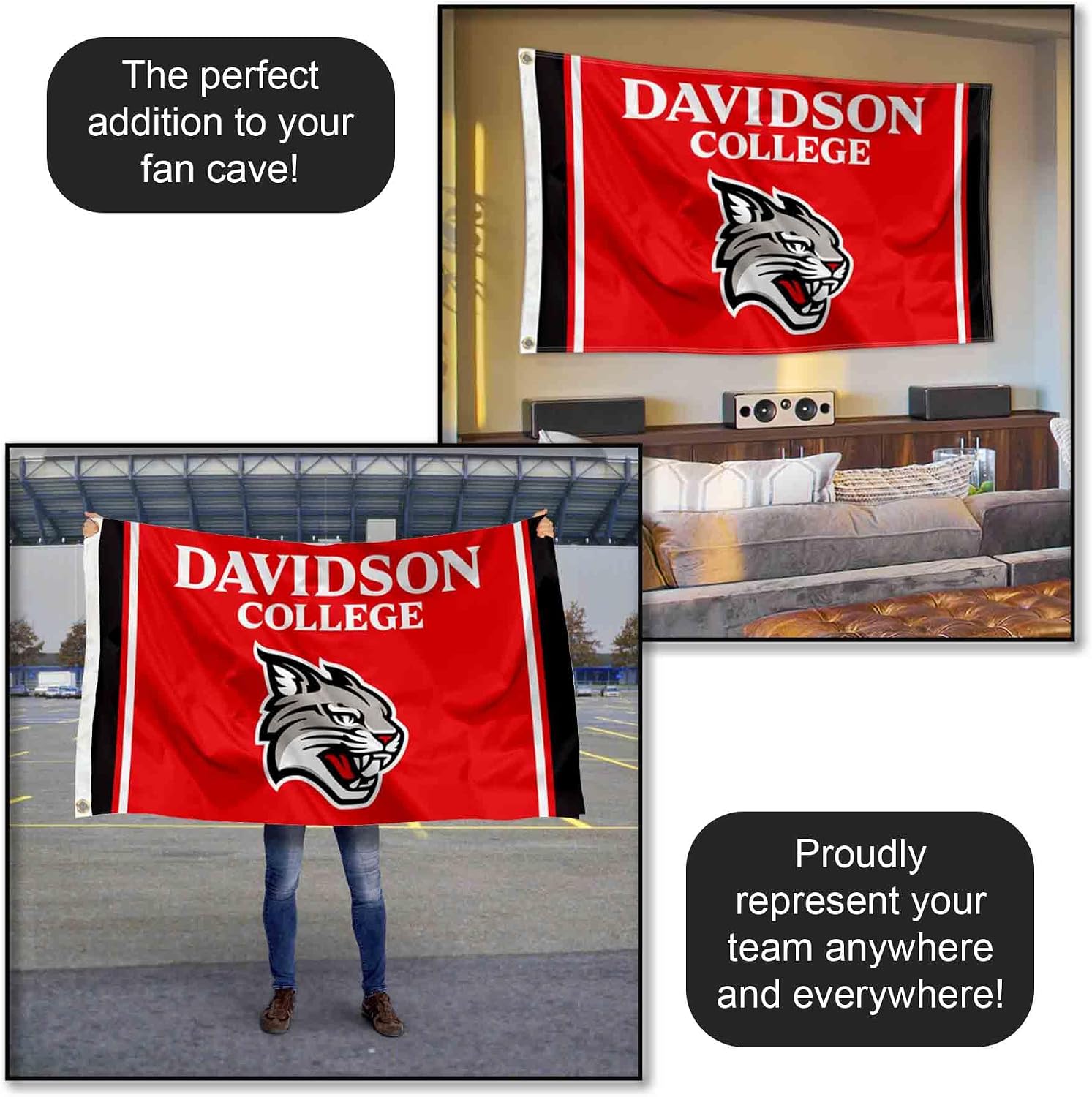 College Flags & Banners Co. Davidson Wildcats 3x5 Foot Flag