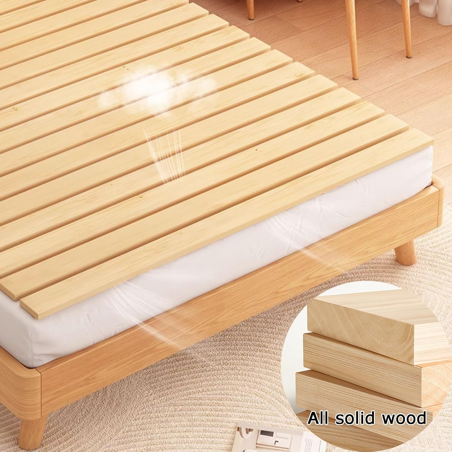 Folding Box Spring, Lumbar Hard Pad Harden Spine Guard Ranked Skeleton Wooden Folding Hard Bed Support Board for Bedrooms, Dormitories(28X75IN)