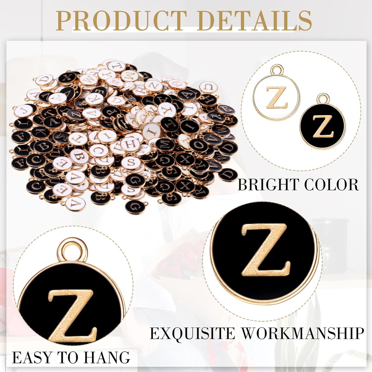 Bucherry 208 Pcs Letter Metal Charms for Jewelry Making Mix Initial Double Side Charms for DIY Bracelet Necklace Making - Image 3