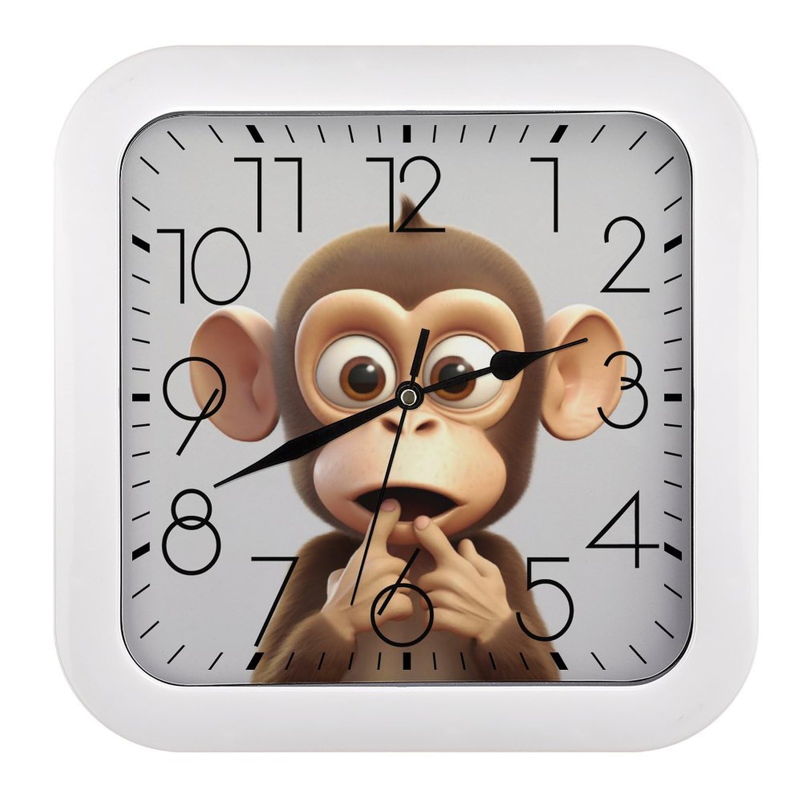 NTVOWPZO 10 Inch Wall Clock The Silent Monkey Battery Operated Wall Clocks Silent Non-Ticking Square Wall Clock for Living Room Kitchen Home Office Wall Decorative Clocks