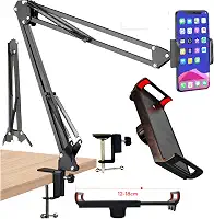 Suporte para Celular Tablet de Mesa Braço Articulado Dobravel Ajustável Todo em Metal Rotação 360º Fácil Uso e Resistente (Veja Video do Anúncio)
