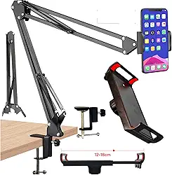 Suporte para Celular Tablet de Mesa Braço Articulado Dobravel Ajustável Todo em Metal Rotação 360º Fácil Uso e Resistente (Veja Video do Anúncio)