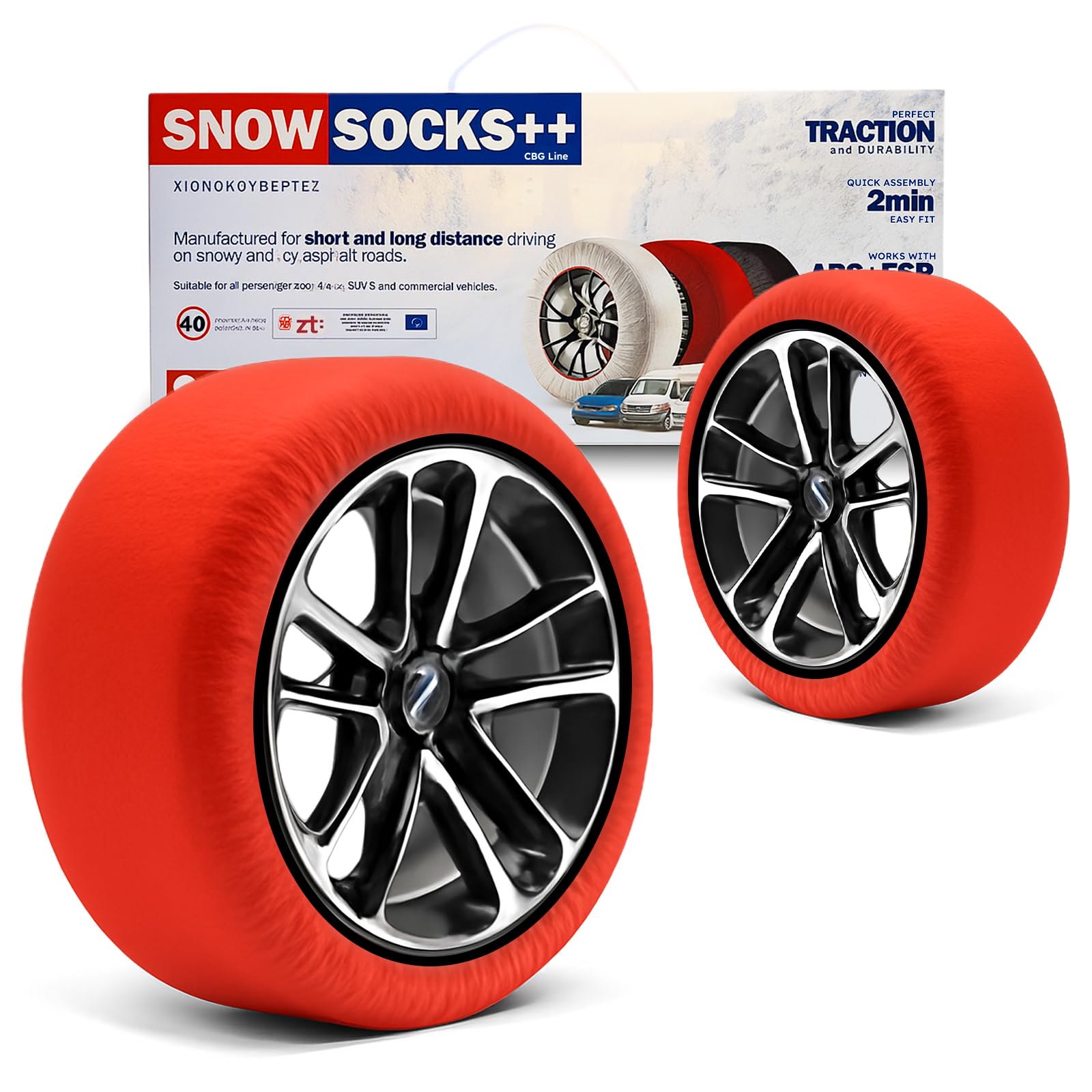 Cadenas de Nieve para Coche, Juego de 2, 6 Tamaños (L)