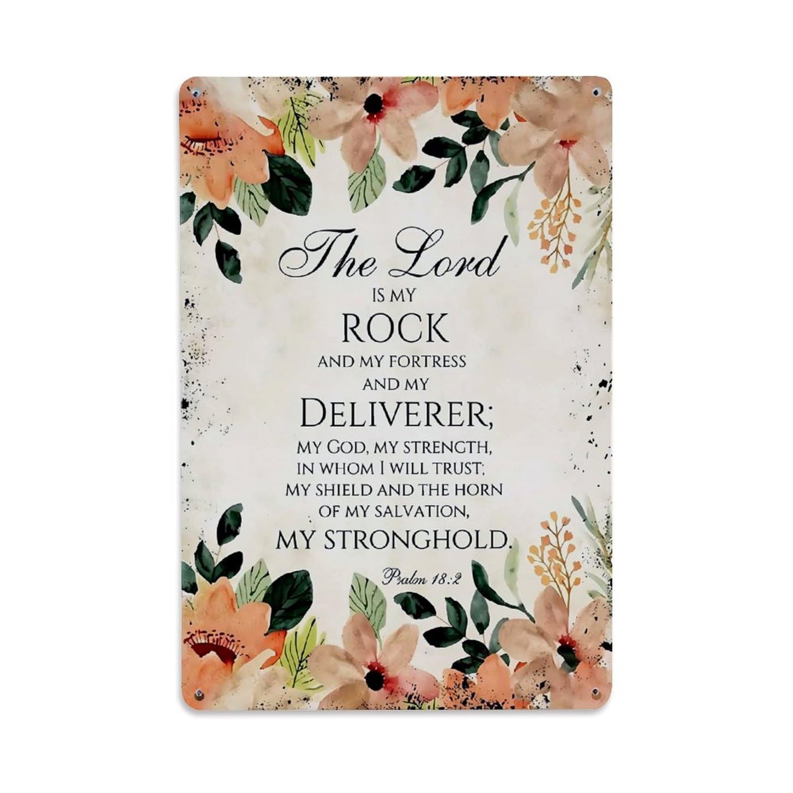 Jdfenggu Vintage Floral Watercolor Bible Verse Print Retro Metal Tin Sign, Metal Poster For Bar, Home, Man Cave, Kitchen, Laundry Room Art Decor 8X12 Inch