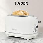Haden Heritage 76018 Stainless Steel 900W Retro Toaster 2 Slice Wide Slot w/Removable Crumb Tray and Settings, Ivory/White Toasters w/Adjustable Browning Control, Smart Toaster
