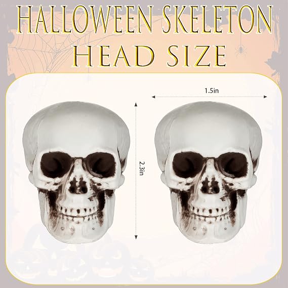 10 Mini Halloween Skull Heads - Skull Decor for Party, Table Decor, Home Gift