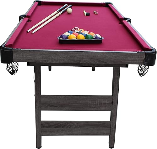 Miniatura 7 de Pendleton - Mesa de billar portátil de 6 pies, acabado de madera flotante con fieltro burdeos