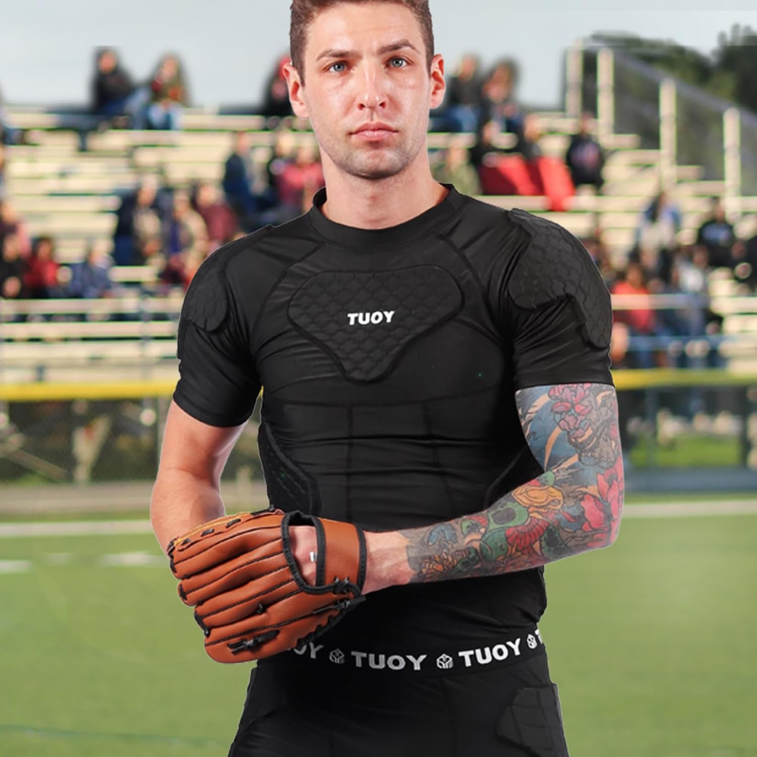 Mens Football Rib Protector with Pads Adult Protective Undershirt Heart Guard for Softball Rugby Lacrosse - Image 10