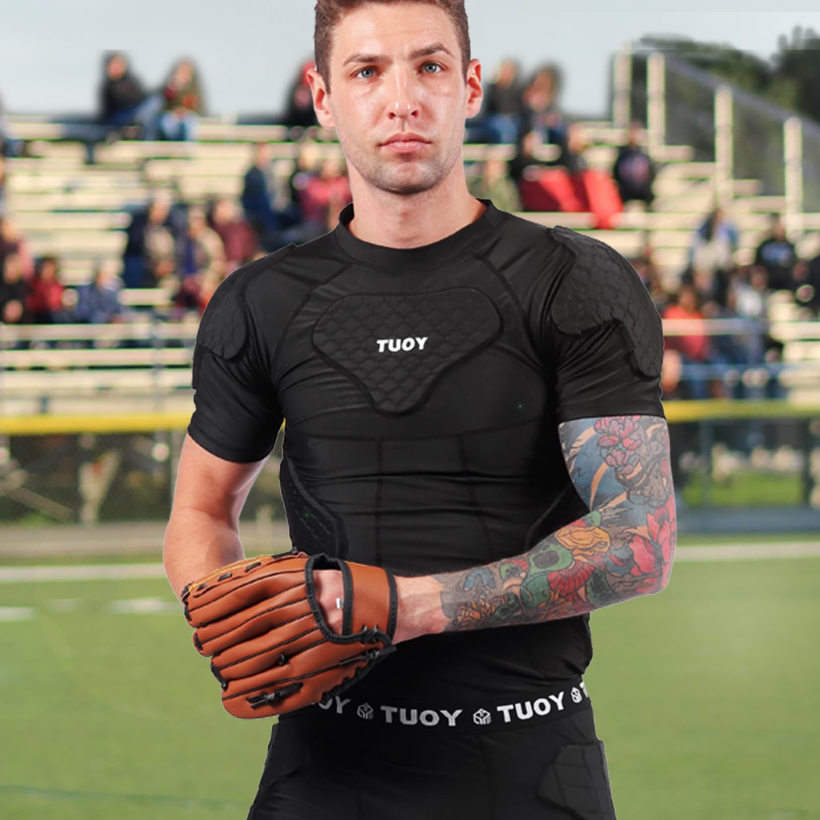 Rembourré Chemise Jeunes Compression Sports Protection T-Shirt Côtes Poitrine Protecteur Hommes Sports Shock Rash Garde Football Football Paintball Baseball
