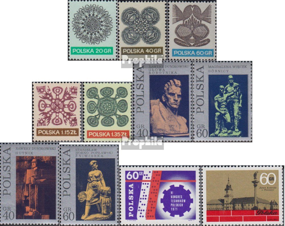 Polen Briefmarken 1974 Holzbaukunst – Komplett Satz 2302-2307 Postfrisch MNH